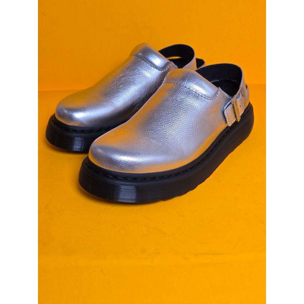 Dr Martens Laketen Silver Metallic Leather Slingback Platform Mules sz 11/12 New - Picture 5 of 16